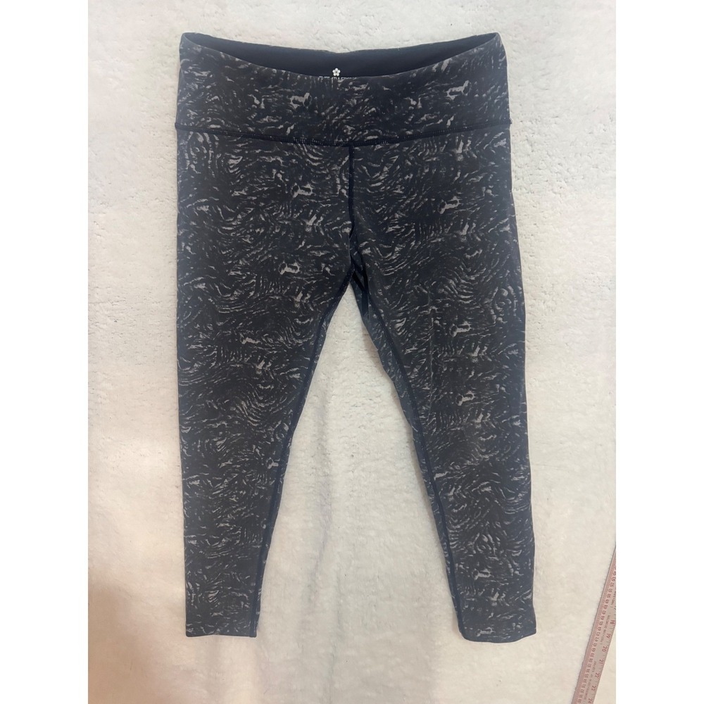 Tuff Athletics Womens Black Patterned Cropped Leggings Activewear Size M